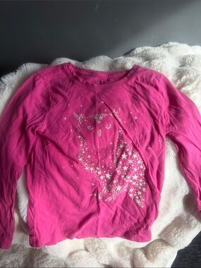 GAP Hot Pink Long-Sleeve Tee with Starry Owl Graphic